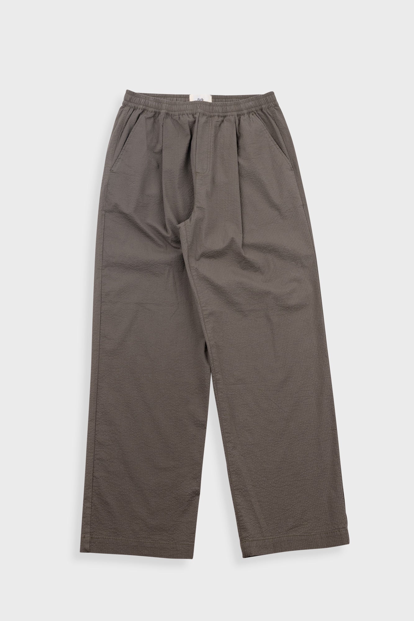 Drawcord Loose Trousers Dark Seersucker