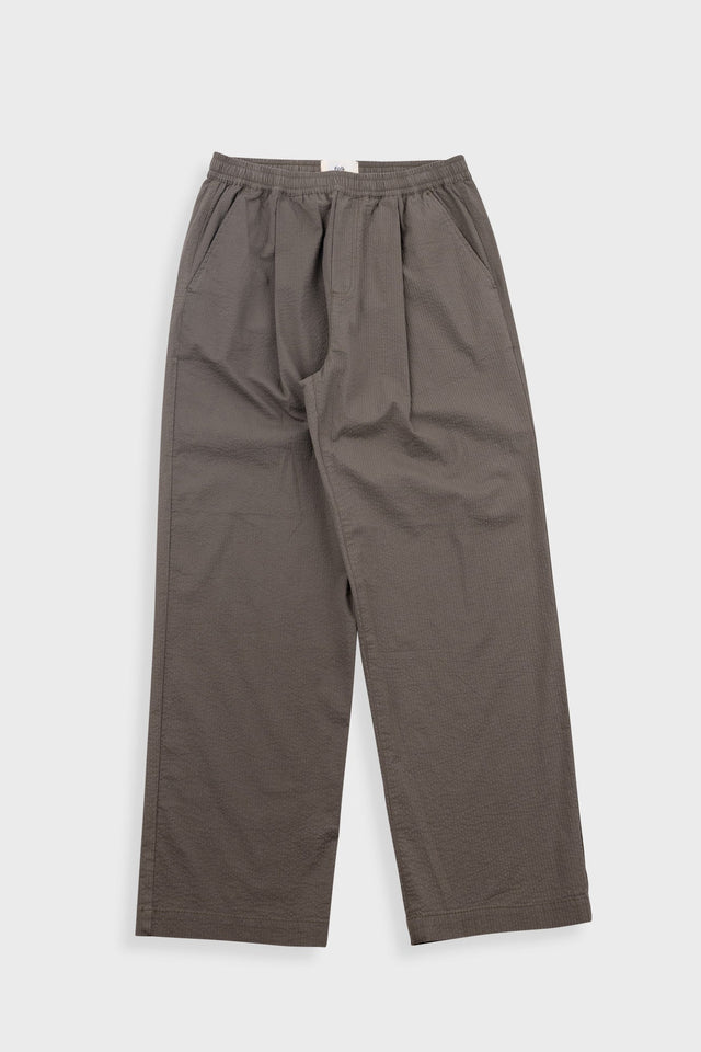 Drawcord Loose Trousers - Dark Olive Seersucker