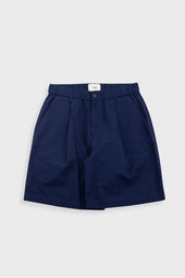 Elasticated Wide Fit Short - Navy Crinkle Stripe