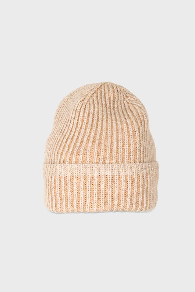 Plated Rib Beanie - Stone Ecru