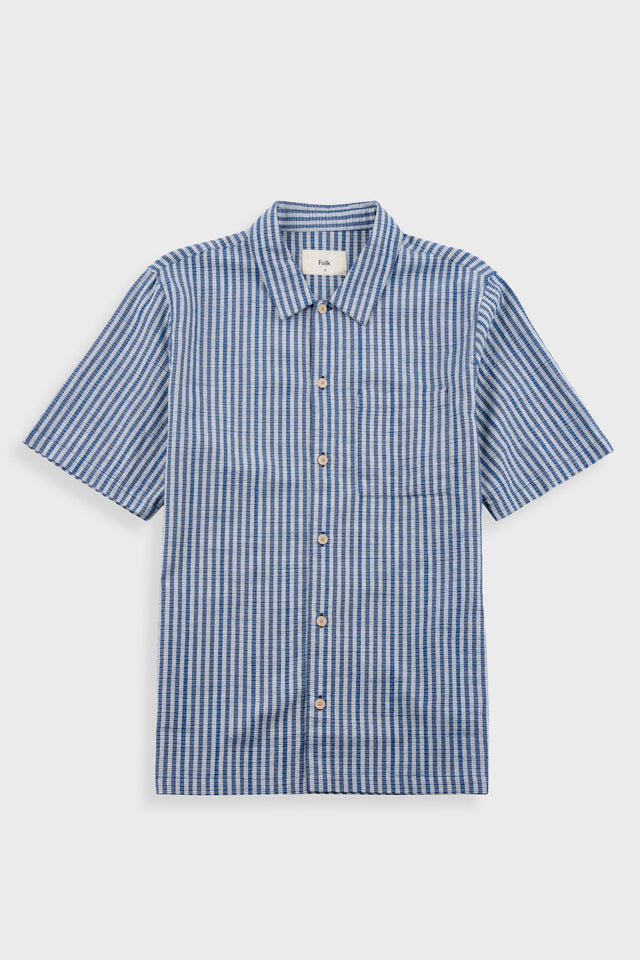 Gabe Shirt - Indigo Crinkle Mini Check