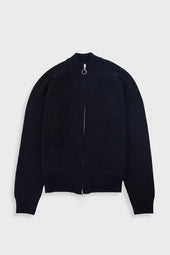 Knitted Zip Thru Bomber - Black
