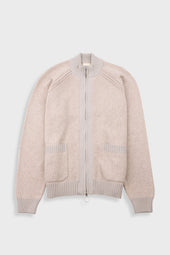 Knitted Zip Thru Bomber - Stone