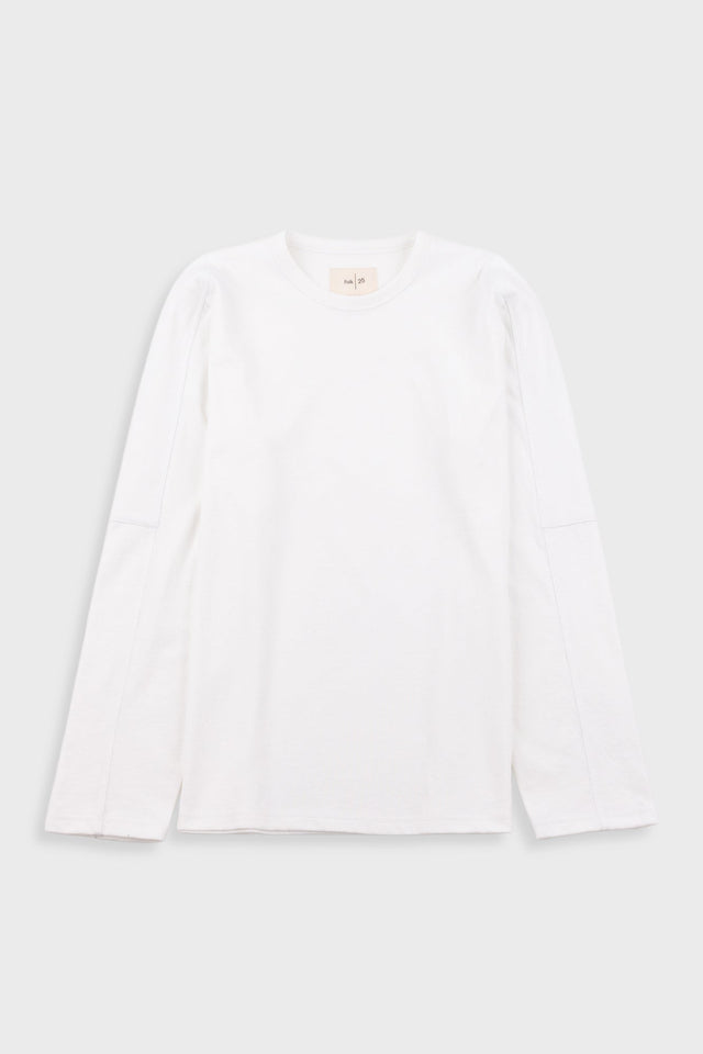 Long Sleeve Curve Panel T-Shirt - White Waffle