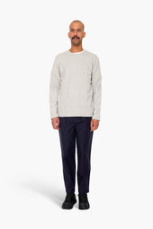 Long Sleeve Textured T Shirt Light Grey Melange