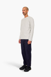 Long Sleeve Textured T Shirt Light Grey Melange