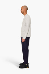 Long Sleeve Textured T Shirt Light Grey Melange