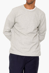 Long Sleeve Textured T Shirt Light Grey Melange
