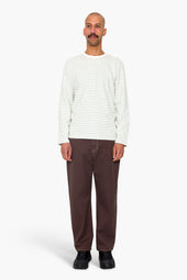 Long Sleeve Textured Stripe T Shirt Ecru Misty Green