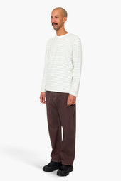 Long Sleeve Textured Stripe T Shirt Ecru Misty Green
