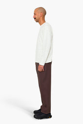 Long Sleeve Textured Stripe T Shirt Ecru Misty Green