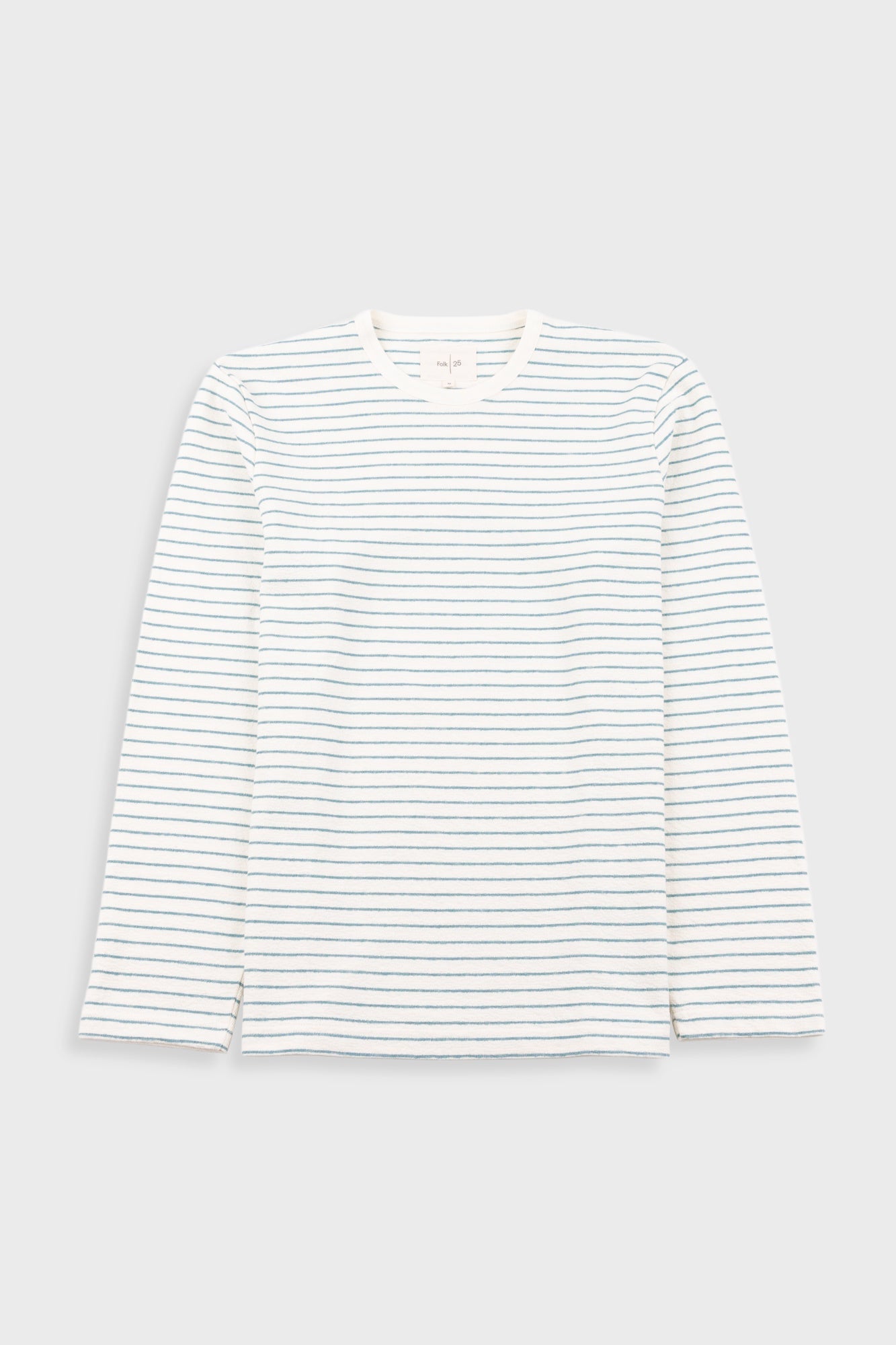 Long Sleeve Textured Stripe T Shirt Ecru Misty Green