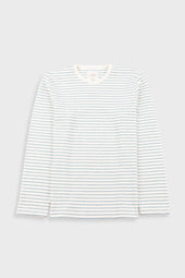 Long Sleeve Textured Stripe T-Shirt - Ecru / Misty Green
