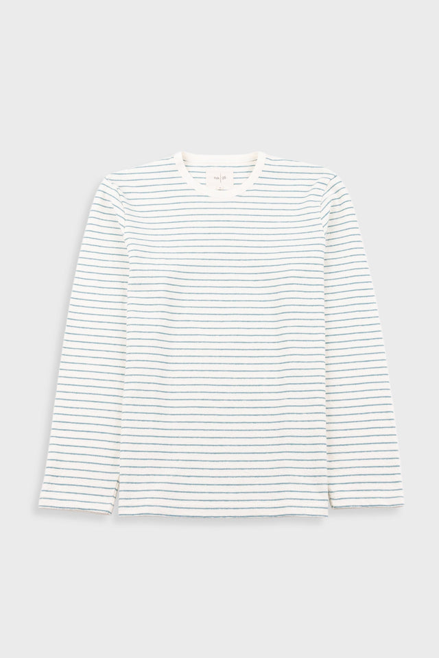 Long Sleeve Textured Stripe T-Shirt - Ecru / Misty Green