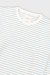 Long Sleeve Textured Stripe T Shirt Ecru Misty Green