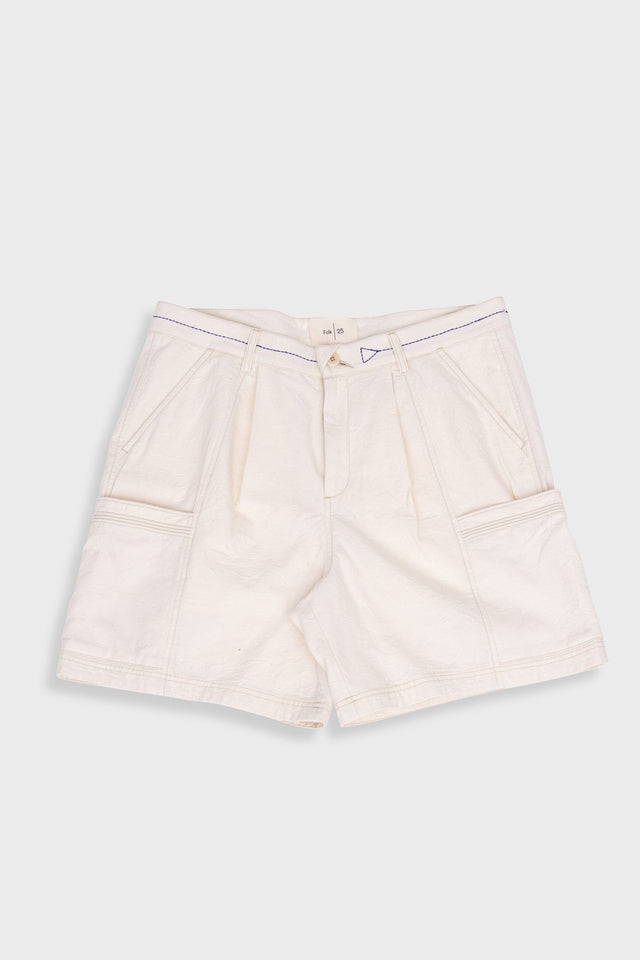 Lunar Shorts - Ecru Crinkle Canvas