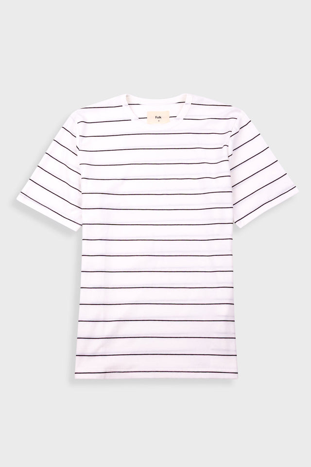 Microstripe T-Shirt - Ecru / Black Grape