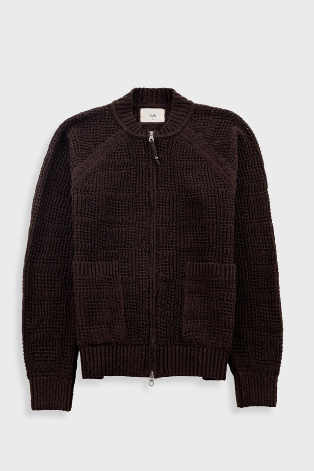 Open Knit Bomber - Chocolate
