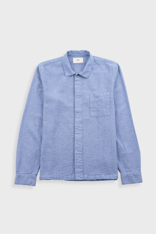 Patch Shirt - Light Indigo Basketweave
