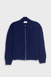 Pointelle Knit Bomber - Navy Melange