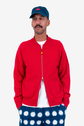 Pointelle Knit Bomber Raspberry