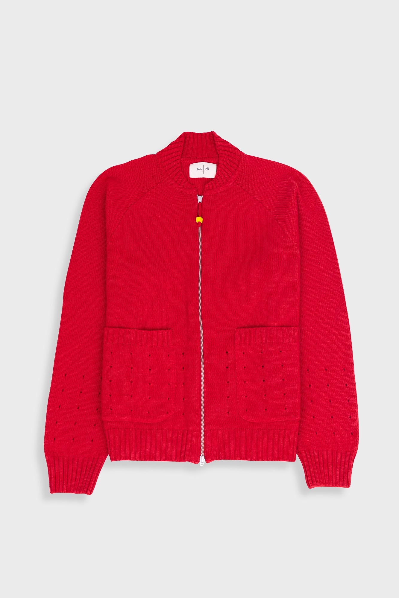 Pointelle Knit Bomber Raspberry