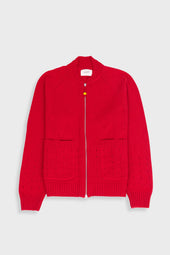 Pointelle Knit Bomber - Raspberry