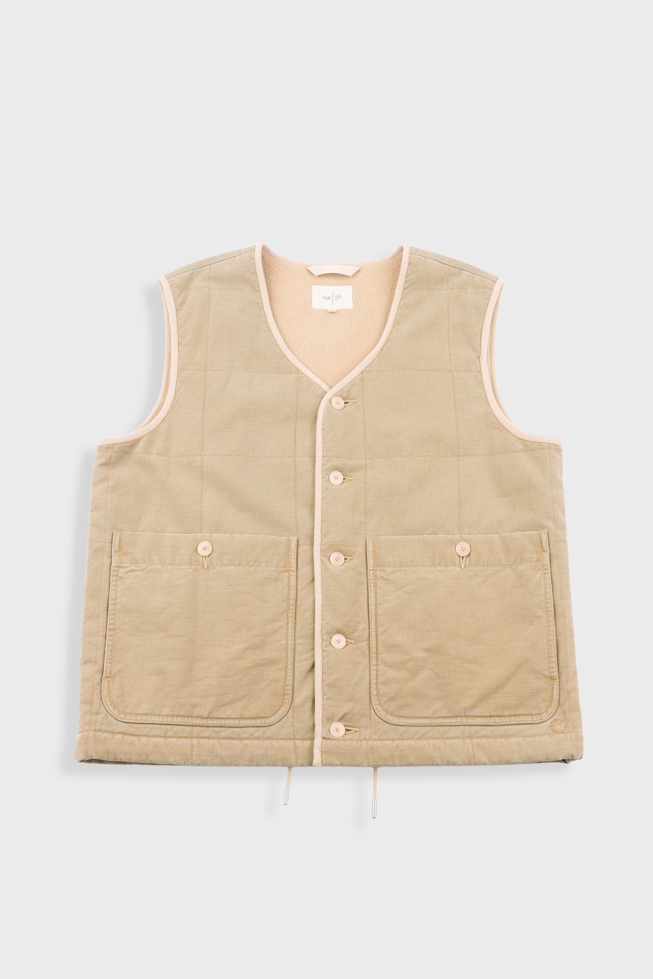 Quilted Gilet Fossil Slub