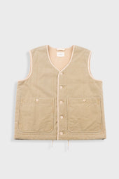 Quilted Gilet - Fossil Slub