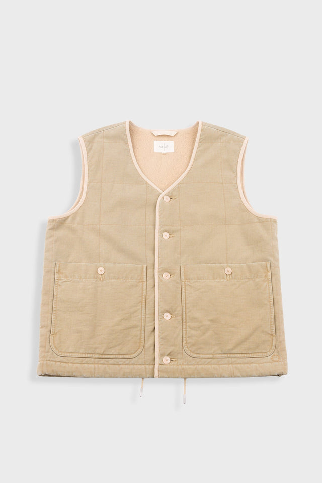 Quilted Gilet - Fossil Slub