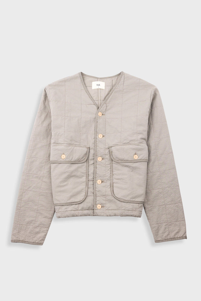 Quilted Liner Jacket - Smoke Grey Seersucker