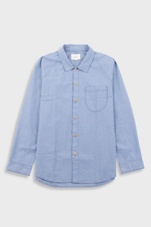 Raglan Shirt - Blue Crinkle Stripe