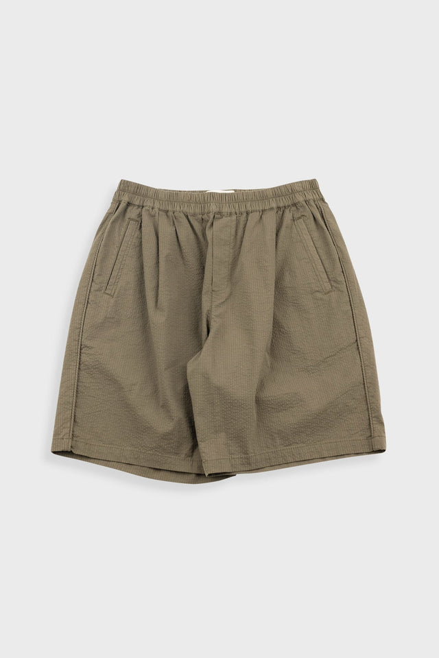 Relaxed Assembly Short - Dark Olive Seersucker