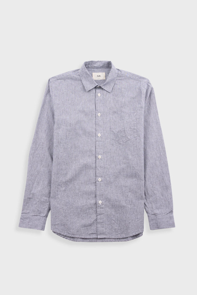 Relaxed Fit Shirt - Black Microstripe Linen