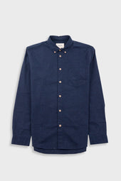 Relaxed Fit Shirt - Navy Melange Flannel