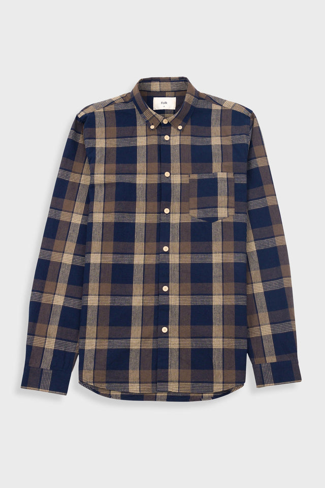 Relaxed Fit Shirt - Navy Olive Check