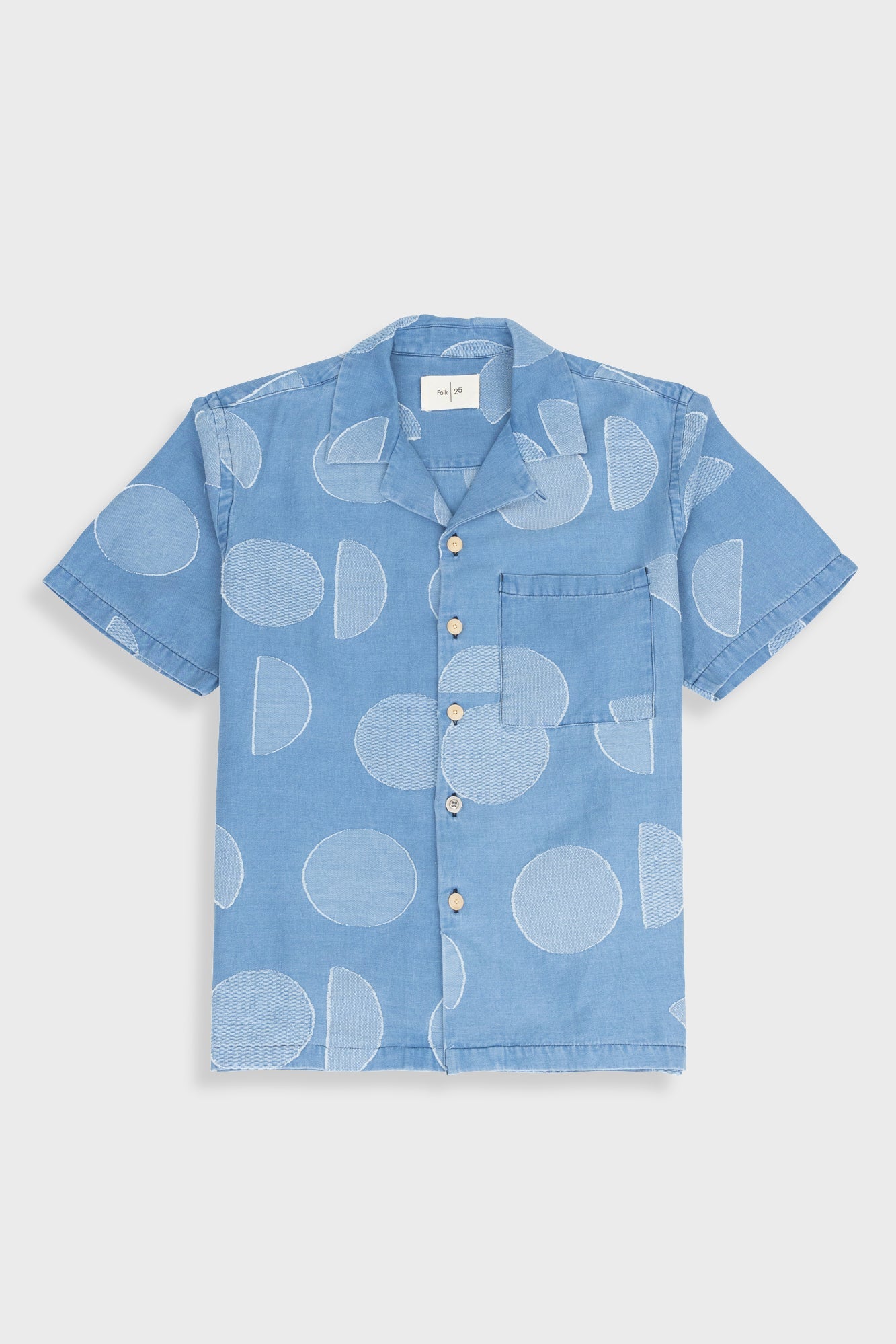 Relaxed Soft Collar Shirt - Indigo Circle Jacquard