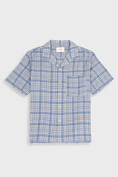 Relaxed Soft Collar Shirt - Stone Blue Open Weave Check