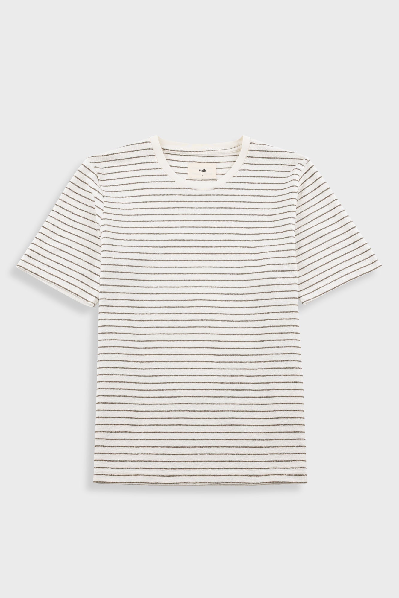 Short Sleeve Textured Striped T Shirt Ecru