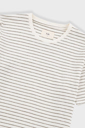 Short Sleeve Textured Striped T Shirt Ecru