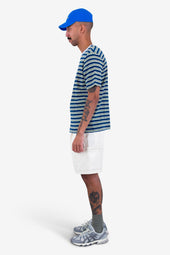 Short Sleeve Multistripe T Shirt Deep Blue Mix