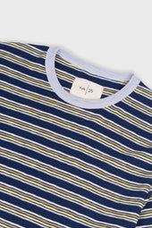 Short Sleeve Multistripe T Shirt Deep Blue Mix
