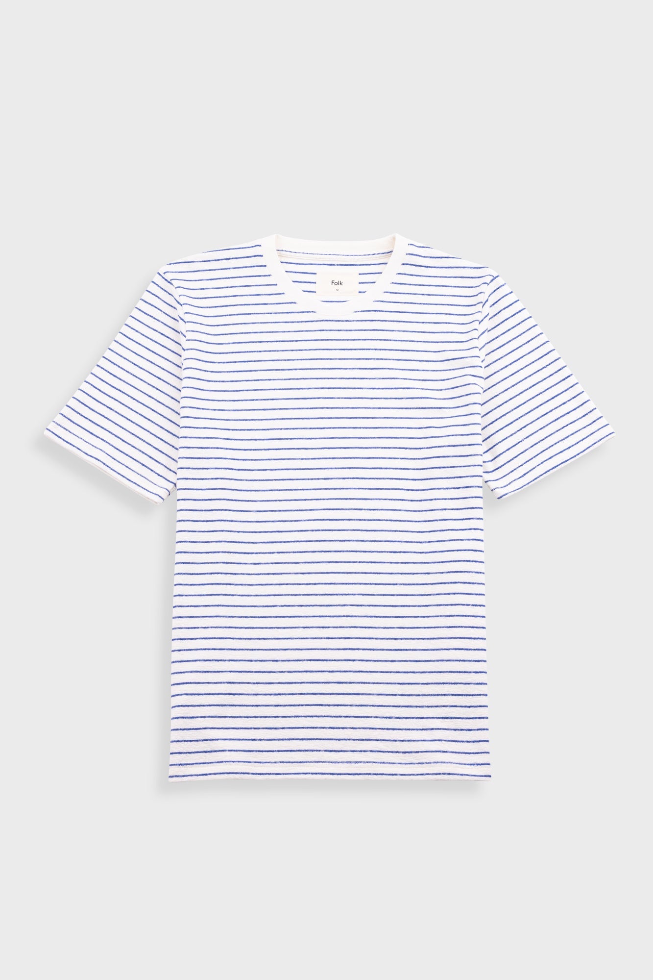 Short Sleeve Textured Striped T Shirt Ecru Bright