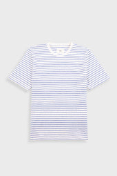 Short Sleeve Textured Striped T-Shirt - Ecru / Bright Blue
