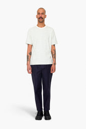 Short Sleeve Textured Stripe T Shirt Ecru Misty Green