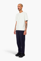Short Sleeve Textured Stripe T Shirt Ecru Misty Green