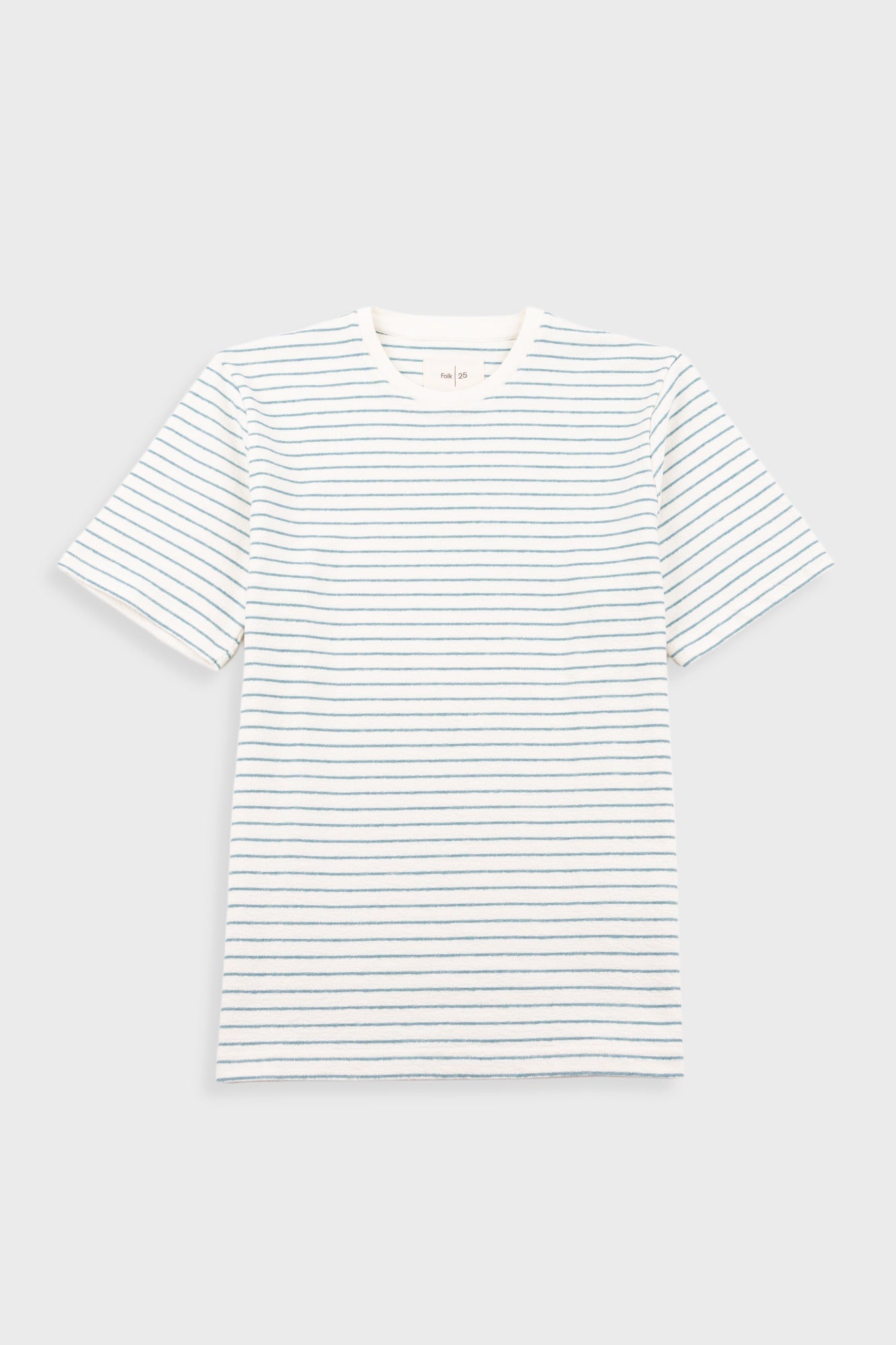 Short Sleeve Textured Stripe T Shirt Ecru Misty Green