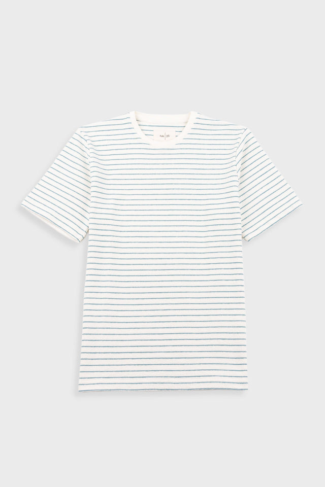 Short Sleeve Textured Stripe T-Shirt - Ecru / Misty Green
