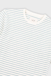 Short Sleeve Textured Stripe T Shirt Ecru Misty Green