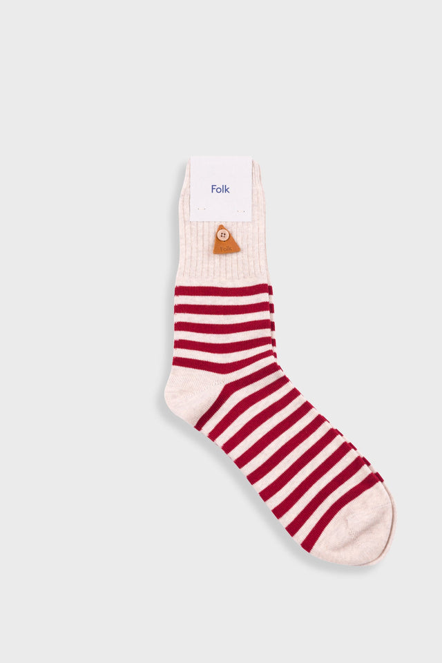 Striped Socks - Crimson / Stone